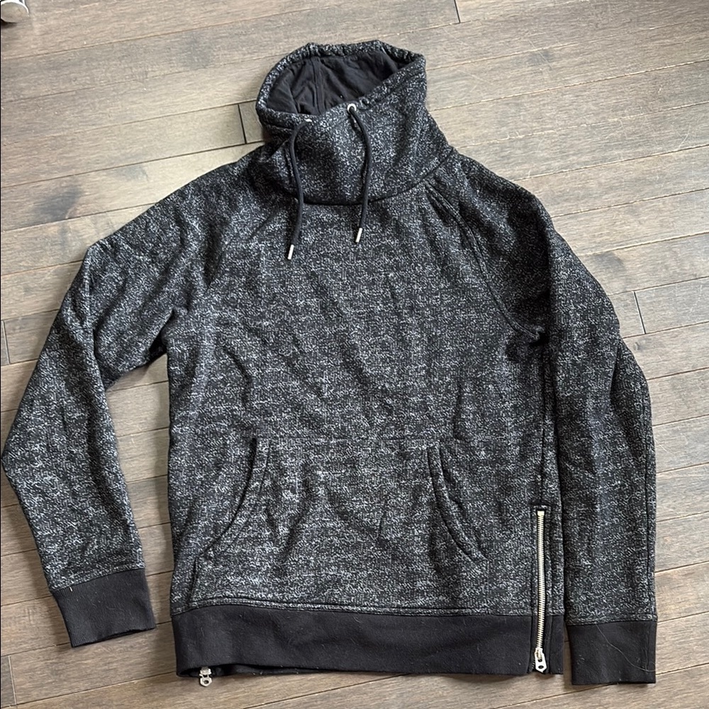 Men's Size S H&M Heather Gray Turtle Neck Sweater with Zipper Detail